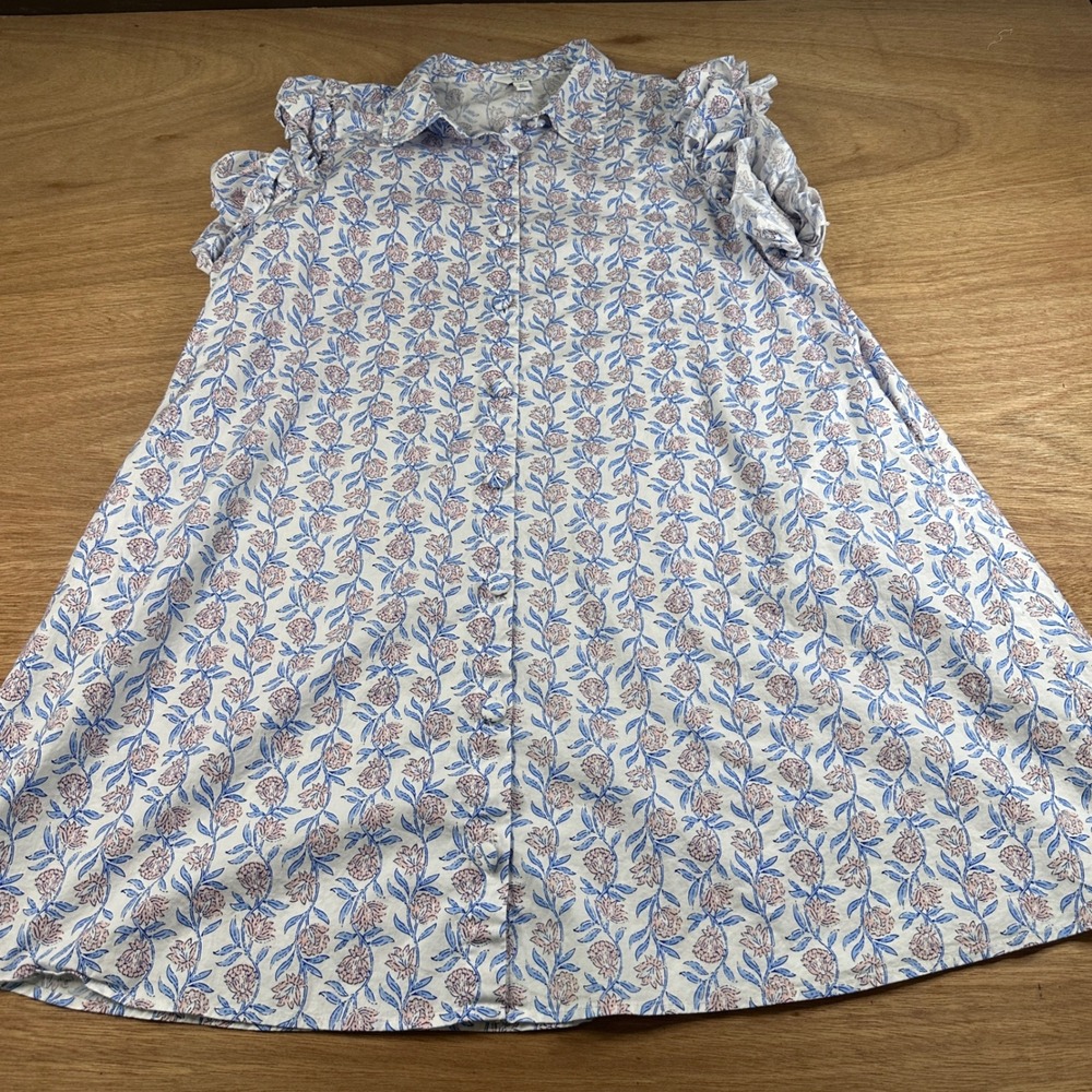 Crown & Ivy Womens XL Floral Shift Mini Dress Ruffle Sleeve Cottagecore
